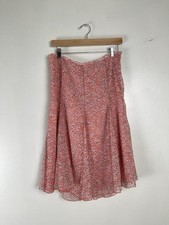 Y2K Dot Midi Skirt Pink Sheer Layered Lined Size 12 Coquette Dainty Ballet