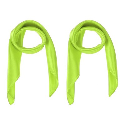 2pcs Satin Square Head Scarves, Light Green