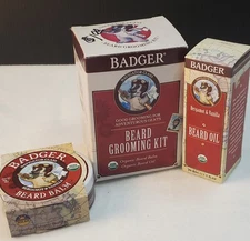 Badger Beard Grooming Kit Balm & Oil Navigator Class Bergamot & Vanilla  Organic