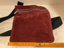 Vintage Furla Suede Leather Shoulder Bag made in Italy purse dark maroon wine