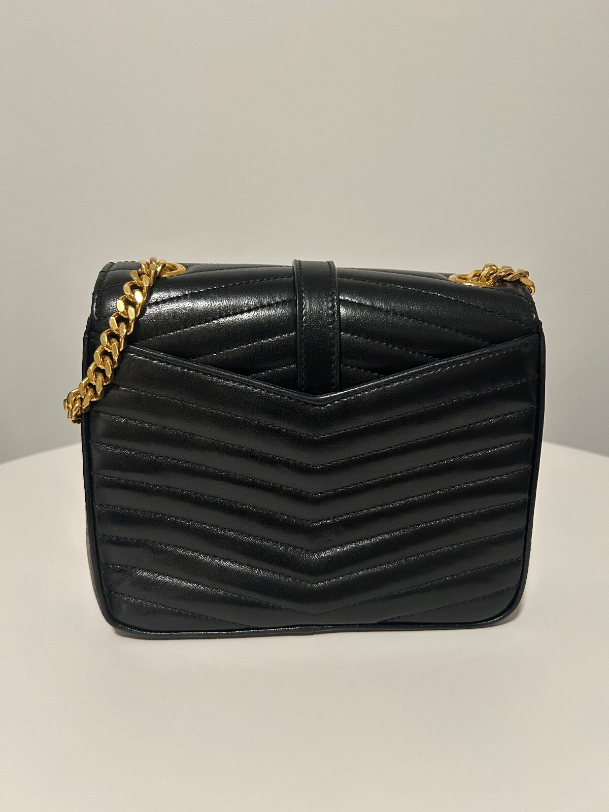 Borsa Saint Laurent pelle di agnello Matelasse Chevron piccola Sulpice nera autentica
