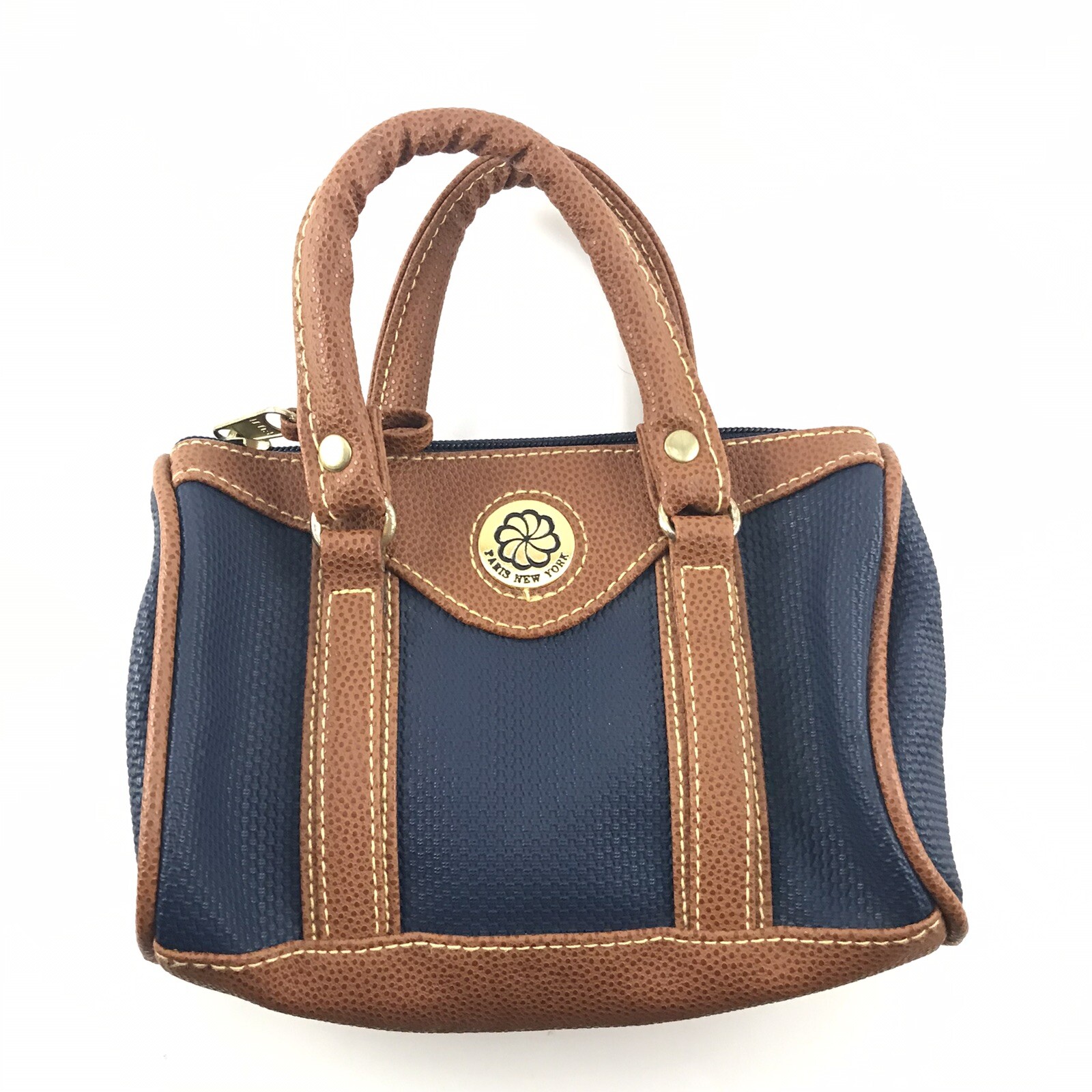 Makeup Bag Travel Purse Women's Paris New York Fuji Small Blue Brown-image