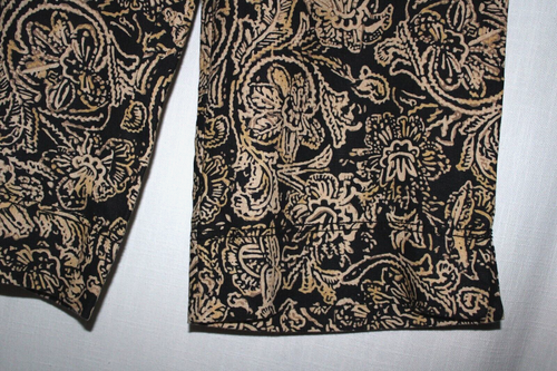 Cabi Wide Leg Capri Pants Women's Medium Linen Beige Gold Black Floral Batik - Picture 6 of 8