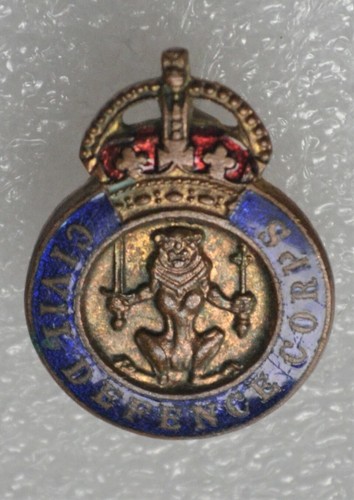 CIVIL DEFENCE CORPS MALE ISSUE Vintage GREAT BRITAIN BADGE PIN PINBACK - Picture 5 of 8