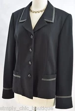 John Meyer of Norwich light Blazer suit Jacket chic coat Black White SZ 14  VTG
