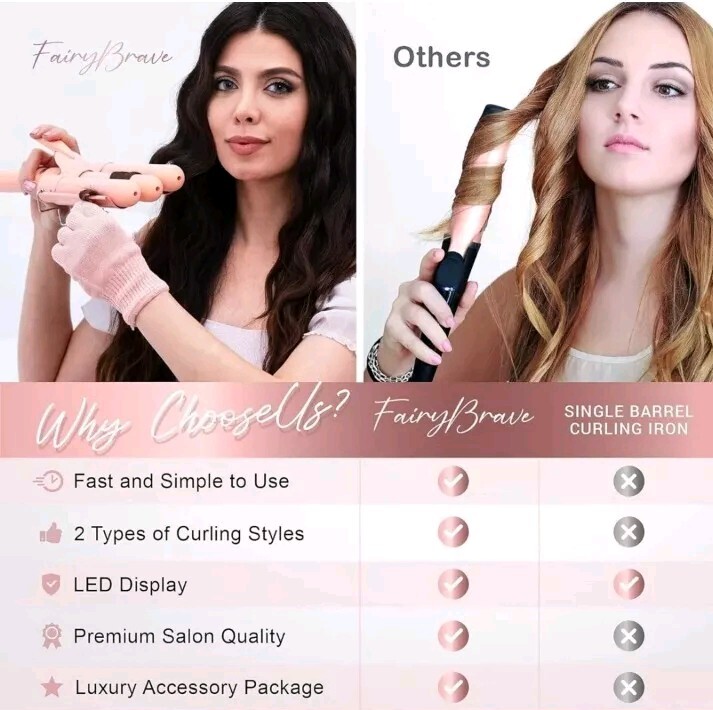 Fairy Brave 32mm Barrel Curling Iron Wand Hair Waver for