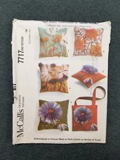 McCall's Pattern #7717 ~ Shaggy Pillows 12" Square Embroidery 1960's ~ FF/UC