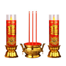 Candela elettronica bruciatore incenso LED set adorazione benedizione forniture buddiste