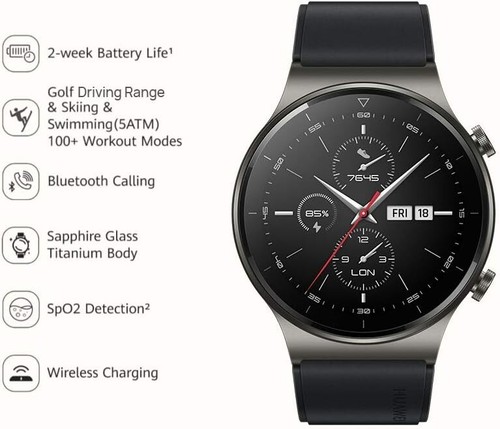 Huawei Watch GT 2 Pro 47mm Titanium Case Night Black with 2 Straps - Brand New - 第 3/15 張圖片