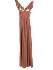 NWT Show Me Your Mumu Sz Small Wedding Maxi Dress Ruffle Neck Rustic Mauve Pink