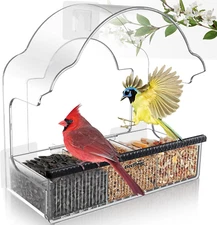 Window Bird Feeder Outside Removable Tray Wild Bird House Strong Adhesive Sheets