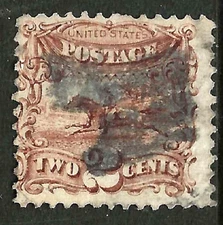 Sc #113 Grill  Wide Margin Fancy Cancel 2 Cent 1869 Pictorial US 72F