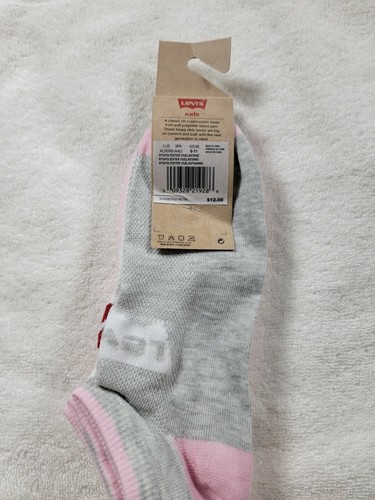 Levi’s Girls Low Cut Socks New With Tags 3Pk Size 5/7Y Pink, White, and Grey - Picture 2 of 4