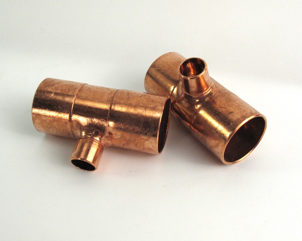 (10) Nibco Plumbing Refrigeration Wrot Copper Tee Tube Fittings 1" x 1" x 3/8"