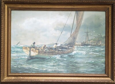 Seascape Print from A Painting by Arthur Wilde Parsons In Antique Gold Frame 