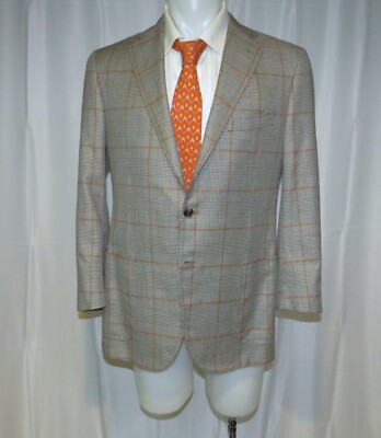 Cesare Attolini GUK Gray Plaid Super 140 Current Handmade Two Button Blazer 42