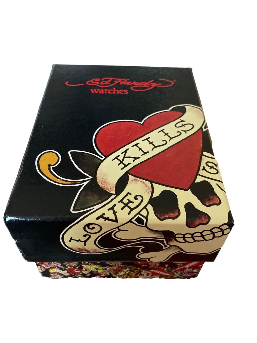 Ed Hardy Love Kills Slowly Gold Tone Skull Dial Quartz Watch w/Box Ed hardy skull watch - Gem main image 4