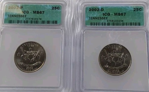 2002 PD Tennessee Statehood Quarter Set-ICG Mint State 67-Bright White Luster - Picture 5 of 7