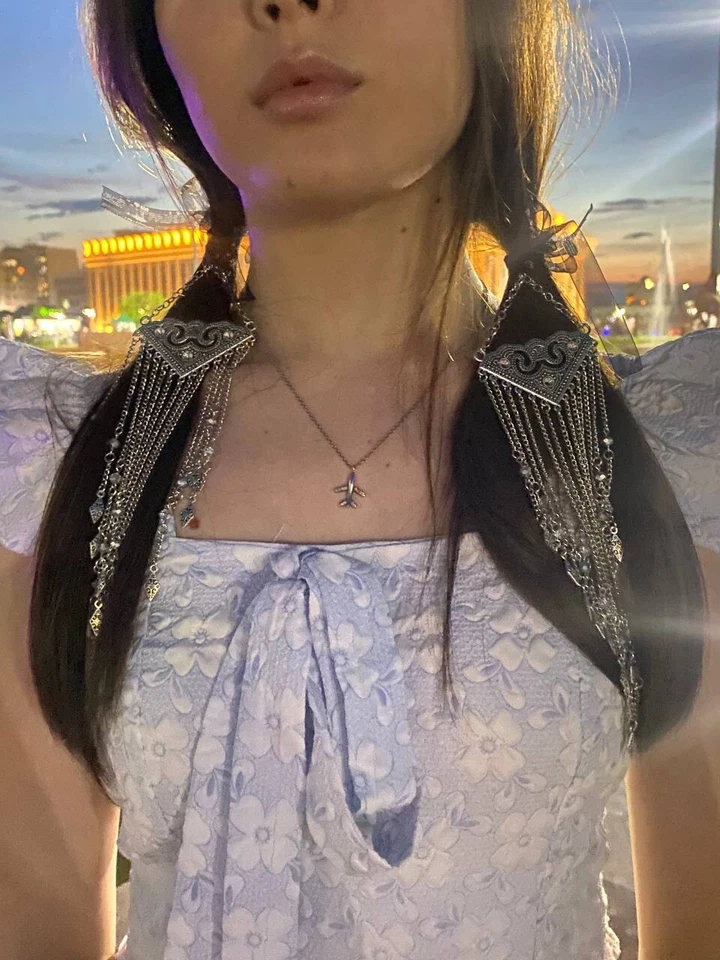 Grampo de cabelo étnico cazaque decorado com contas, decoração dos povos turcos - Imagem 2 de 2