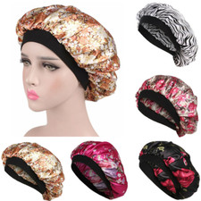 Women Night Sleep Cap Hair Bonnet Hats Satin Silk Head Cover Wide Elastic Band Y
