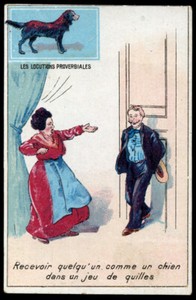 GORDON SETTER VINTAGE ART GUN DOG PICTURE FRENCH COMIC TRADE CARD