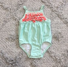 Cat  Jack Baby Girl 3-D Flutter Flower Snap One-Piece Swim 6-9M EUC