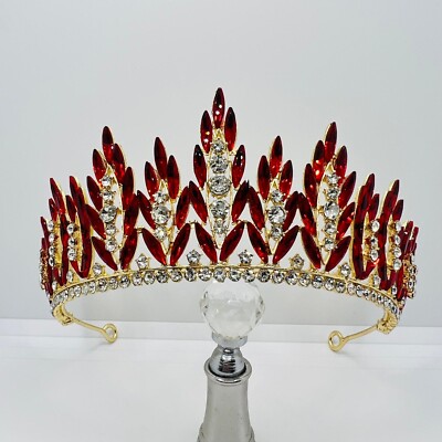 Tiara Königin Krone Rubinrot Feueroptik Crown ruby red fire optics