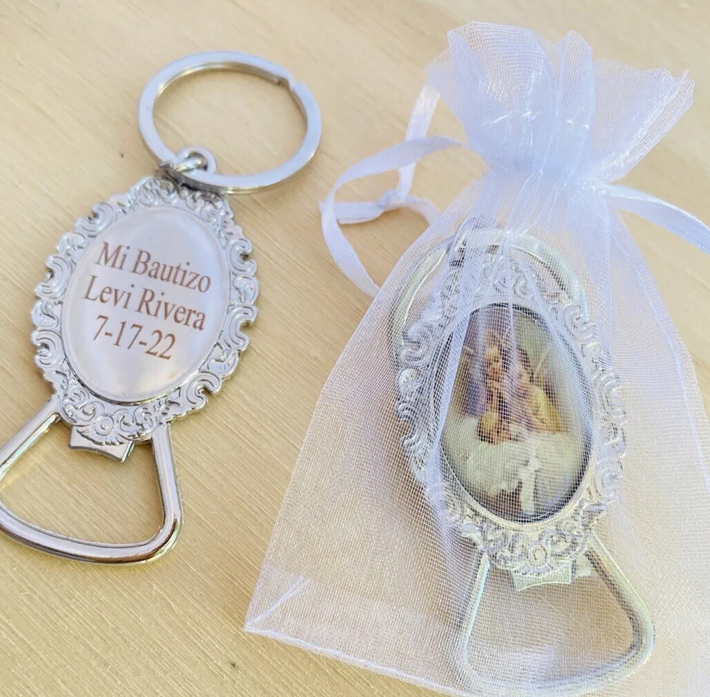 12 Personalized Baptism Favors keychain Angels Recuerdos Para