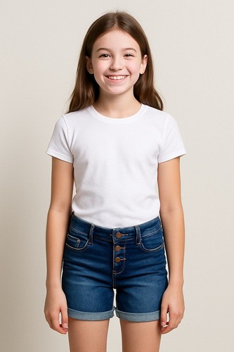 Hippie Girl NWT Girls Regular Rise Midi Length Denim Shorts Dark Wash size 12 - Picture 2 of 7