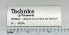 Technics SL-1100A Turntable Logo Badge
