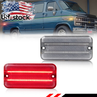 Clear Red LED Rear Side Marker Light For 85-95 Chevy G10 G20 GMC G1500 G2500 Van