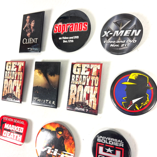 Twister Rock X-Men Dick Tracy MI2 Client 10 Vtg Promo Button Bundle Video Store - Picture 4 of 5