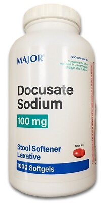 Major Stool Softener Docusate Sodium 100MG Softgels 1000ct