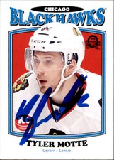 Tyler Motte Signed 2016-17 O-Pee-Chee Rookie Retro card Chicago Blackhawks. rookie card picture