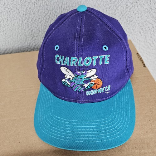 Vintage 1990s Charlotte Hornets NBA Basketball Snapback Hat Purple Blue - Picture 5 of 7