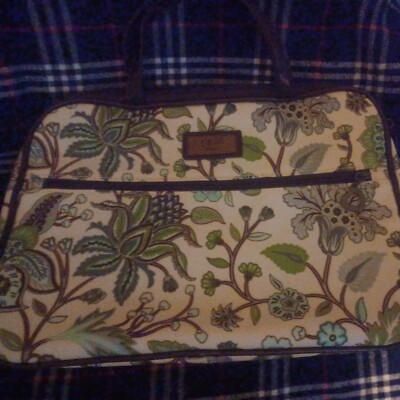 Gigi Hill Los Angeles Green and Gray Floral With White Background Purse 