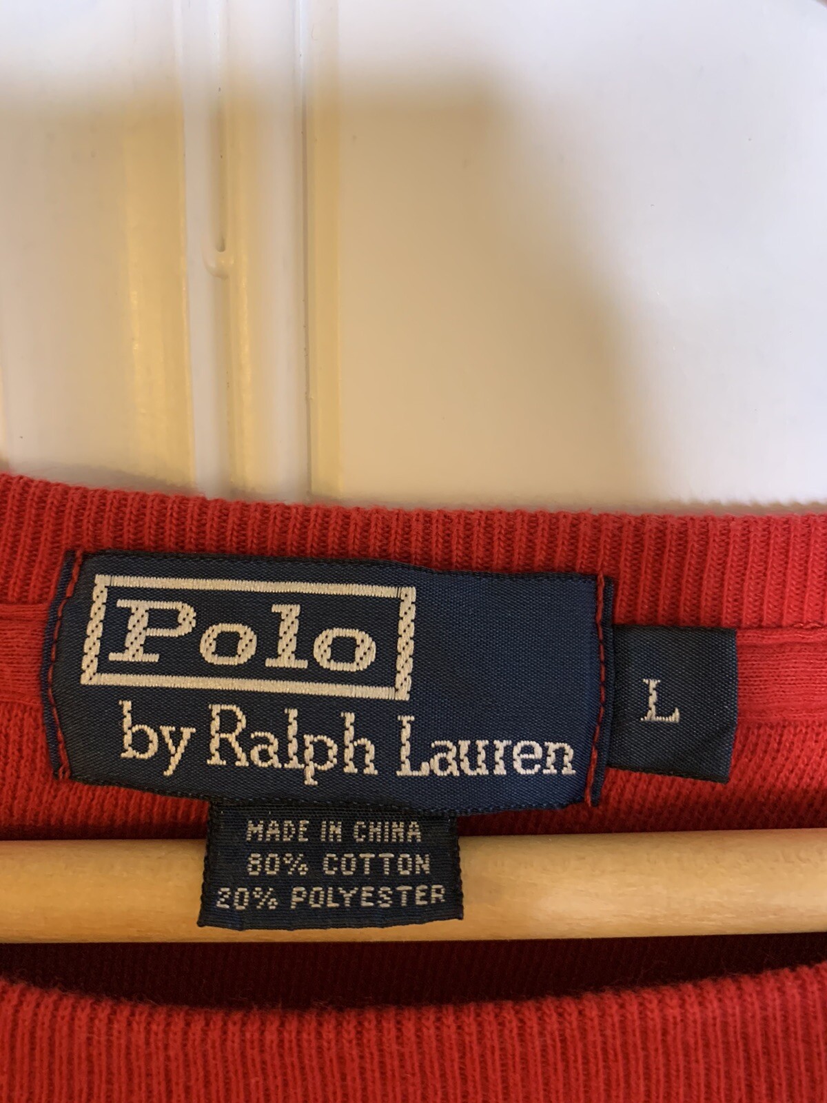 Polo Ralph Lauren Mens Iconic Crew-Neck Fleece Sweatshirt Cruise Red Size L  USA | eBay