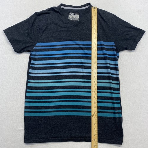 Zoo York T Shirt Men's Small Turquoise Blue Striped Skateboarding V Neck - Picture 6 of 10