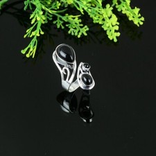 Natural Black Onyx Gemstone Handmade 925 Sterling Silver Ring Size 6 Gift O483