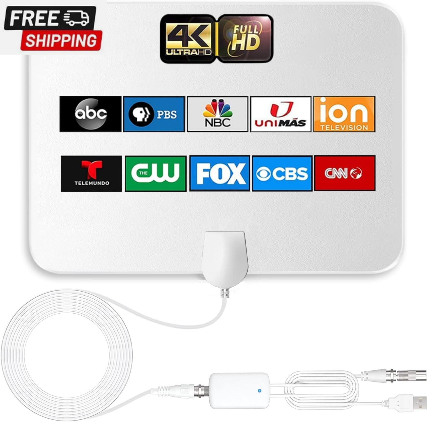 4K Amplified HD Digital TV Antenna Long 1000 Miles Range Support 4K 1080P Fire T