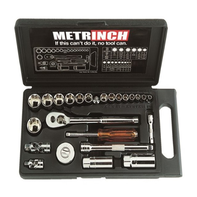 Metrinch 1/4" & 3/8" Drive 25pc Socket Set = 53pc Conventional Set SAE Metric eBay