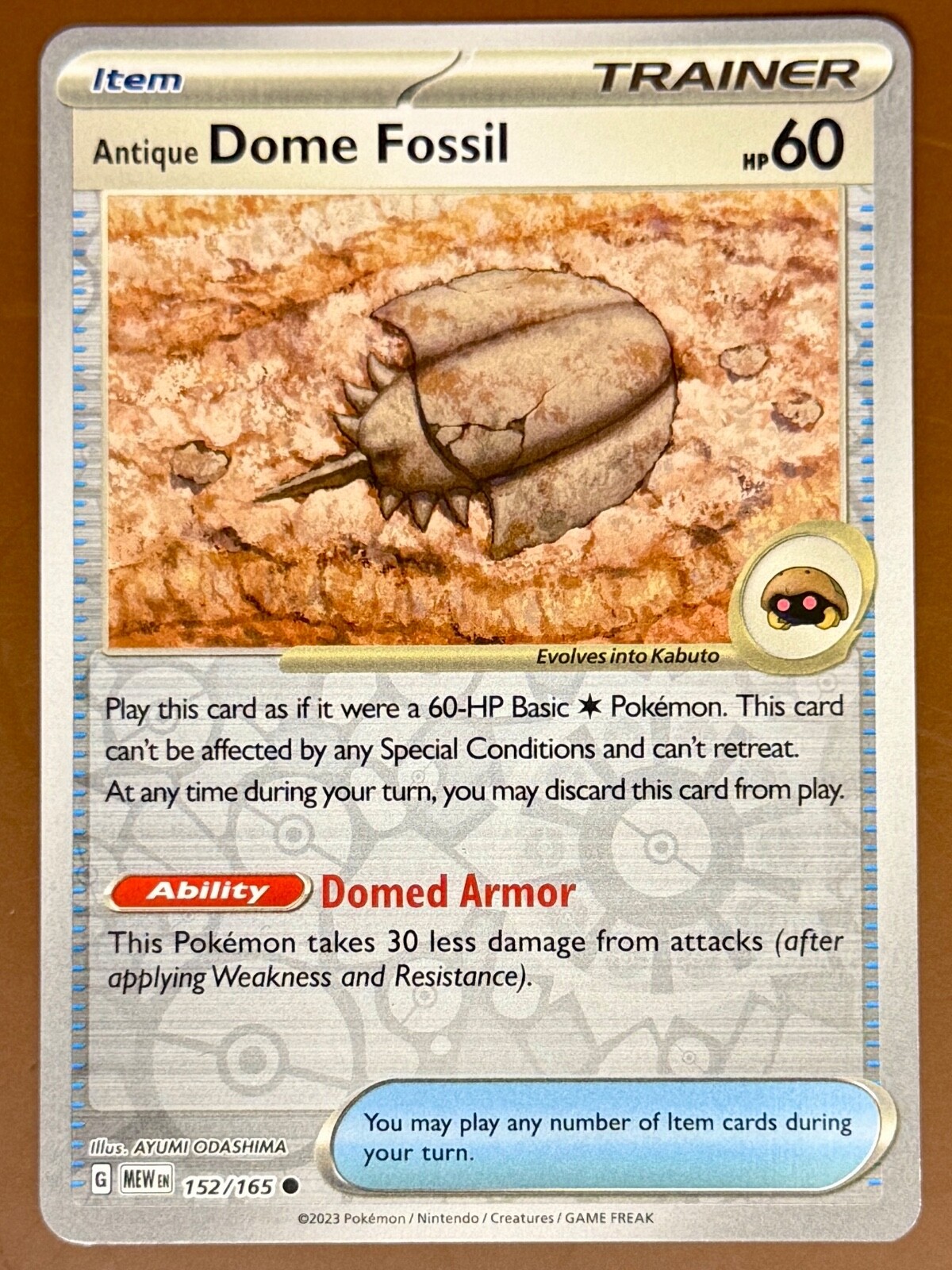 Antique Dome Fossil 152/165 Reverse Holo Scarlet & Violet 151 Pokemon Card NM