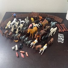 Vintage Lot Of Plastic Farm Animals - Mixed Figures Accessories 1970s 1980s