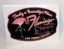 Las Vegas Flamingo Hotel Vintage Style Travel Decal, Vinyl Sticker,Luggage Label