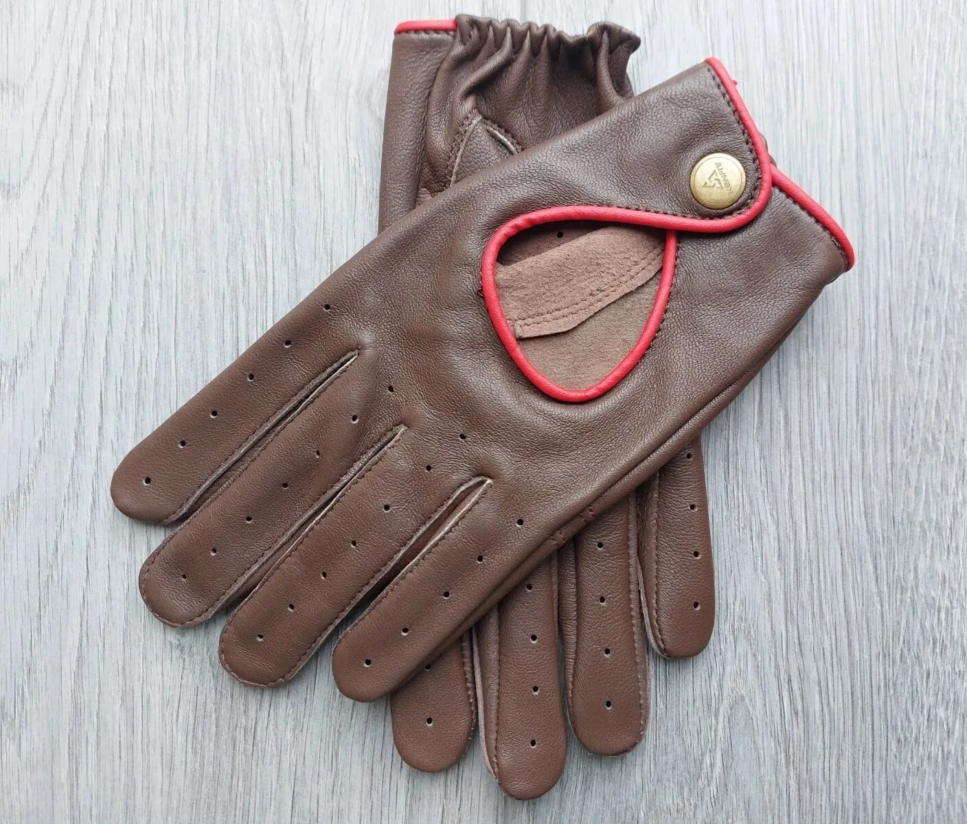 Luxurious gift Mens Leather Driving glove E bike Cycling Fashion brown sheepskin
Opens in a new wind
