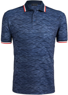G/Fore Men Blue Wave GFore Logo Tech Slim Jersey SS Polo Golf Shirt NWT 2XL $120