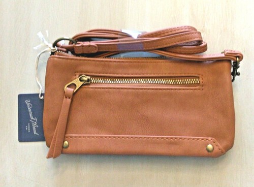 NEW Faux Leather WALLET ON STRING Crossbody Wristlet Handbag Purse Brown