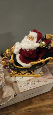 Enchanted Forest 34  Story Telling Santa Sleigh & Reindeer Animated Lights RARE