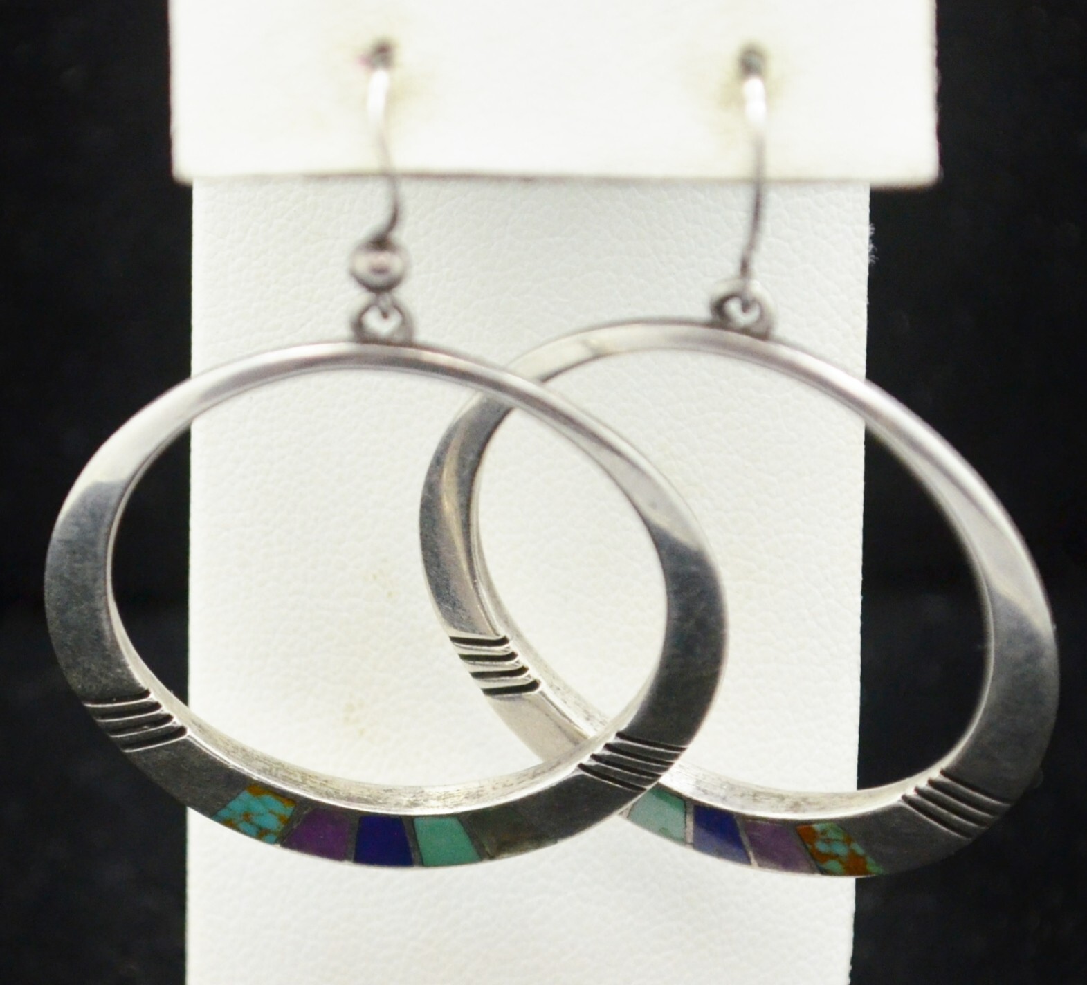 Sterling Silver Beautiful Circle Dangle Earrings … - image 1