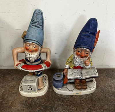 Lot of Two Gobble Gnome Figurines Well 524 The Writer and Well 510 Bob